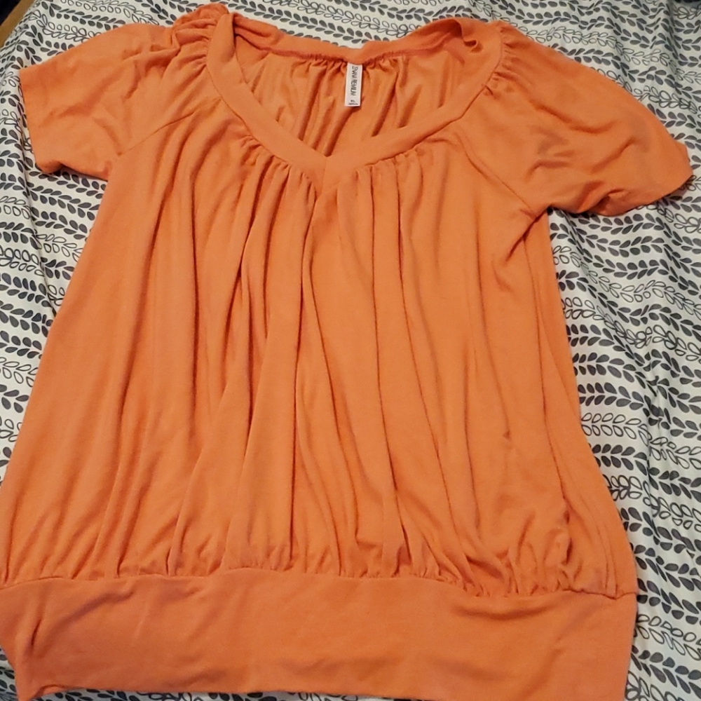 Womens Short Sleeve Coral Top